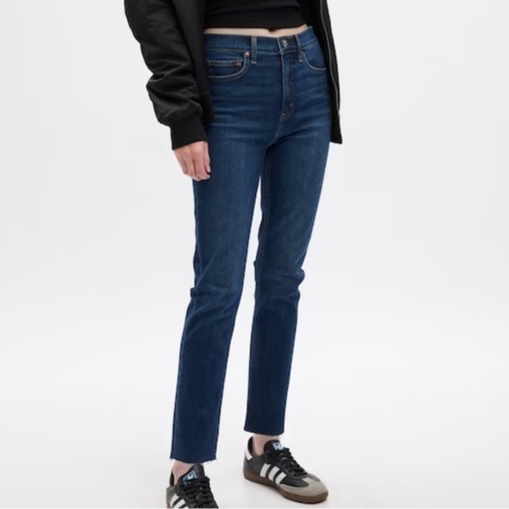 Gap Slim Mid Rise Dark Wash Slim Fit Straight Leg Jeans 2